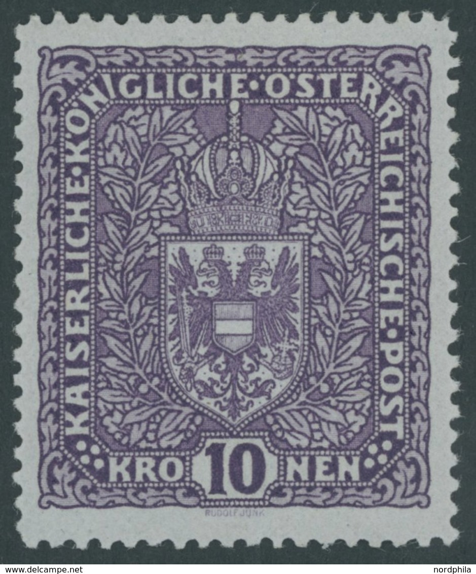 ÖSTERREICH 1867-1918 207Iz **, 1917, 10 Kr. Schwärzlichbraunviolett, Type I, Graues Papier, Postfrisch, Pracht, Mi. 430. - Gebraucht