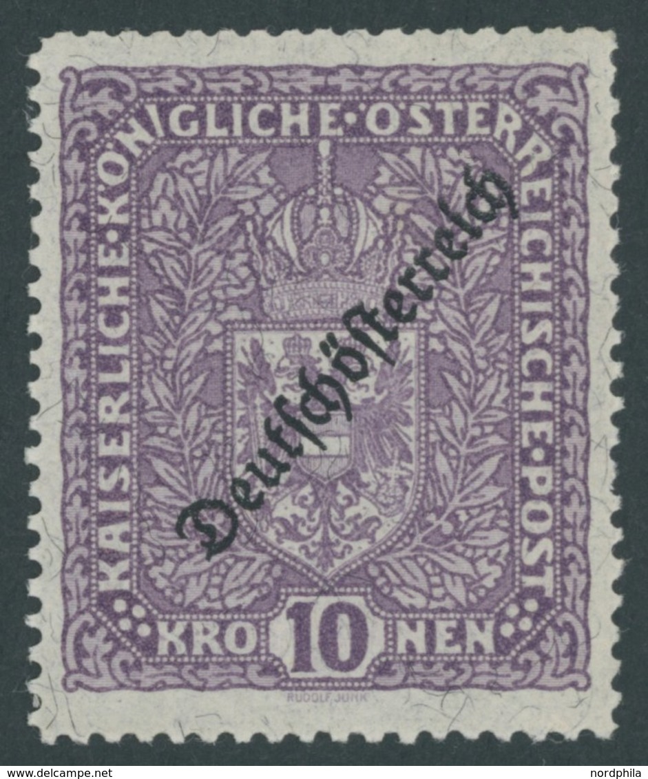 ÖSTERREICH 1918-1938 246IA **, 1919, 10 Kr. Schwärzlichbraunviolett, Type I, Stumpfe Zahnreihe Sonst Postfrisch Pracht,  - Autres & Non Classés