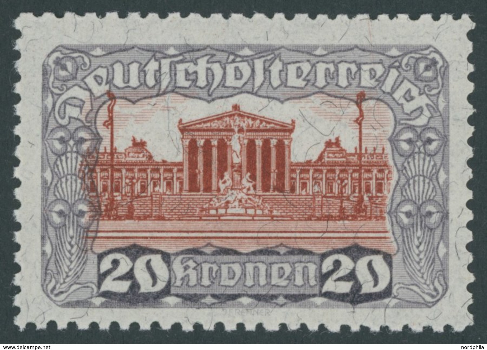 ÖSTERREICH 1918-1938 291B **, 1920, 20 Kr. Dunkelviolettgrau/dunkelbräunlichrot, Gezähnt L 111/2, Postfrisch, Pracht, Mi - Autres & Non Classés