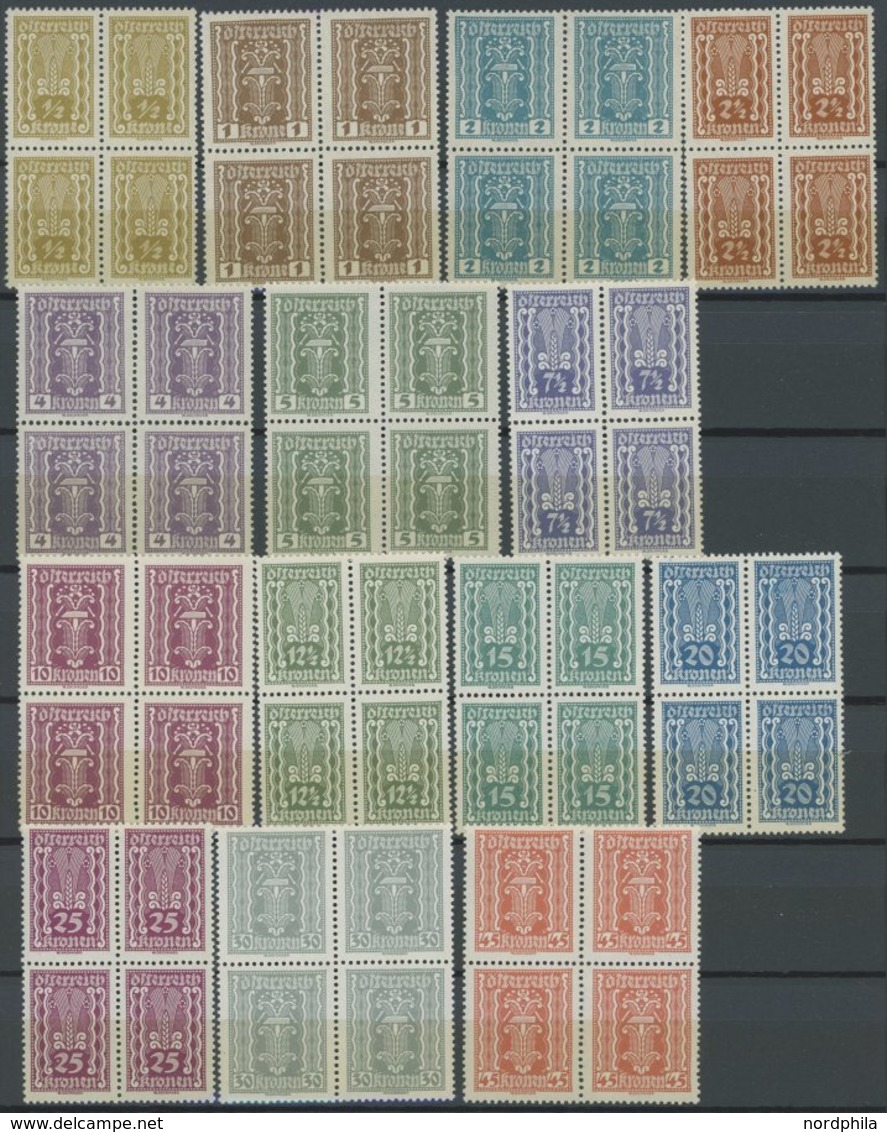 ÖSTERREICH 1918-1938 360-97 VB **, 1922/4, Freimarken In Postfrischen Viererblocks (38 Werte), Bei Der 4000 Kr. Die Beid - Altri & Non Classificati