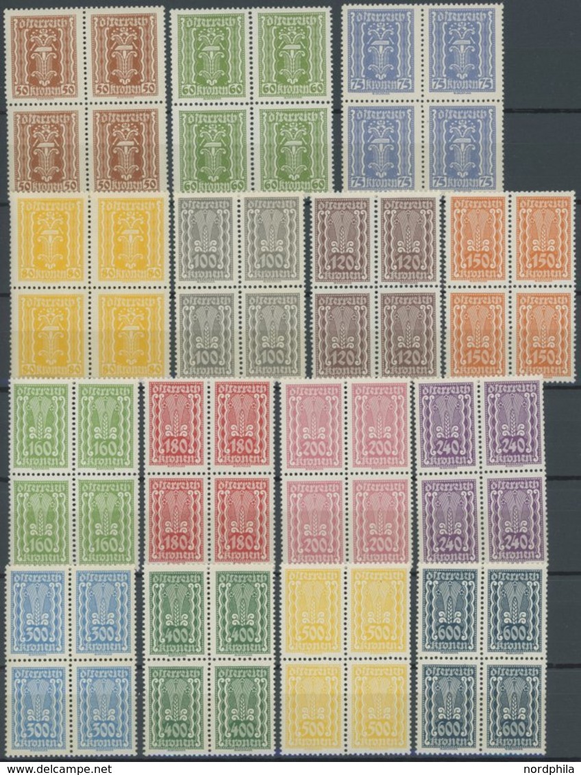 ÖSTERREICH 1918-1938 360-97 VB **, 1922/4, Freimarken In Postfrischen Viererblocks (38 Werte), Bei Der 4000 Kr. Die Beid - Andere & Zonder Classificatie