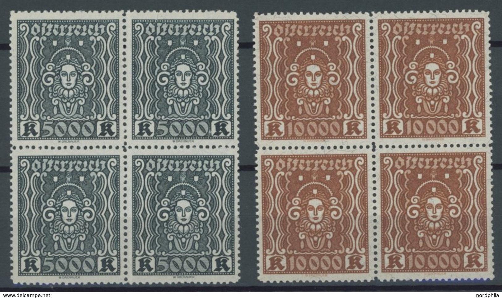 ÖSTERREICH 1918-1938 398-408A VB **, 1922, Frauenkopf, Gezähnt L 121/2, In Postfrischen Viererblocks (11 Werte), 25 Kr.  - Other & Unclassified