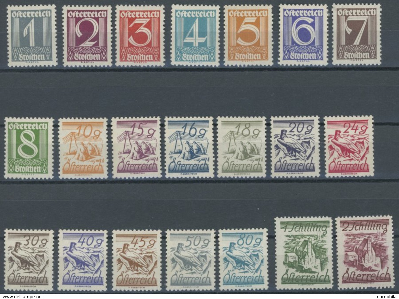 ÖSTERREICH 1918-1938 447-67 *, 1925, Schillingwährung, Falzreste, Prachtsatz - Altri & Non Classificati