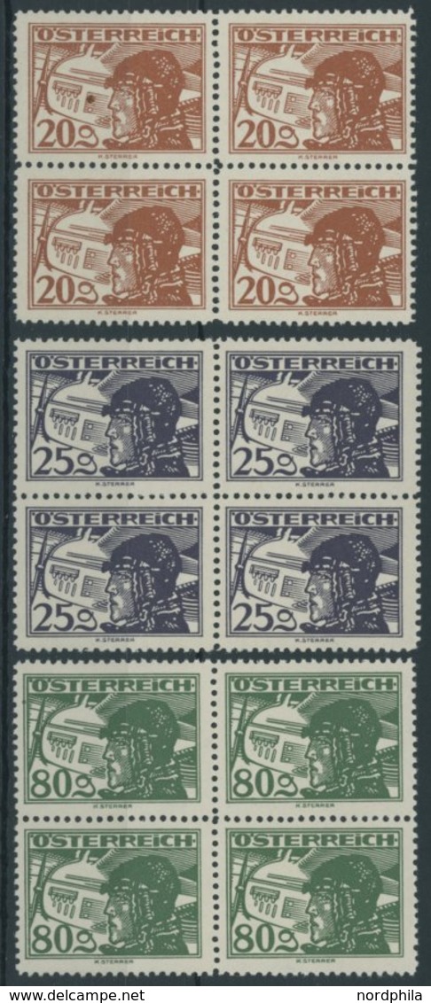 ÖSTERREICH 1918-1938 474/5,478 VB **, 1930, 20, 25 Und 80 G. Flugpost In Postfrischen Viererblocks, Pracht, Mi. 248.- - Andere & Zonder Classificatie