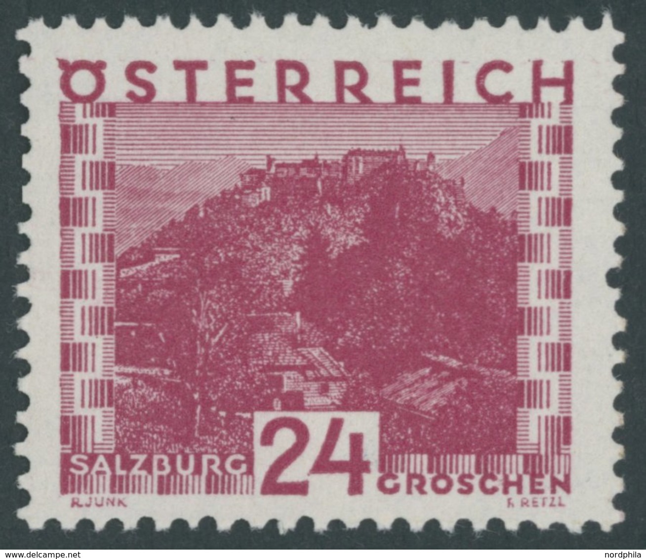 ÖSTERREICH 1918-1938 505vL **, 1930, 24 G. Dunkelrosakarmin Mit Senkrecht Versetztem Zahnloch, Postfrisch, Pracht, Mi. 9 - Andere & Zonder Classificatie