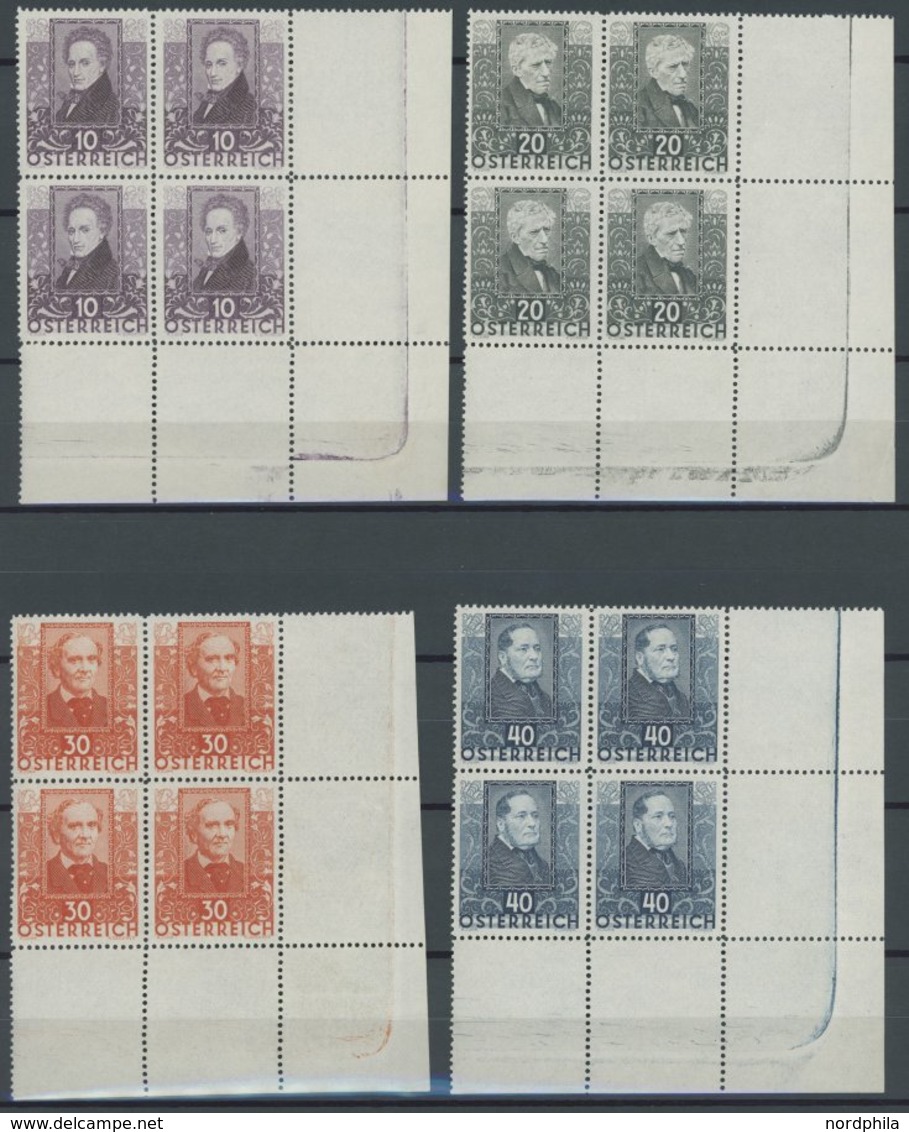 ÖSTERREICH 1918-1938 524-29 VB **, 1931, Dichter In Postfrischen Viererblocks, Alle Aus Der Rechten Unteren Bogenecke, P - Autres & Non Classés