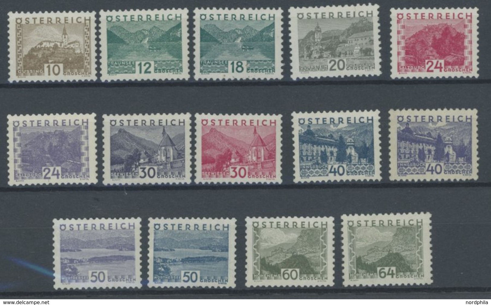 ÖSTERREICH 530-43 **,* , 1932, Landschaften, üblich Gezähnter Prachtsatz - Autres & Non Classés