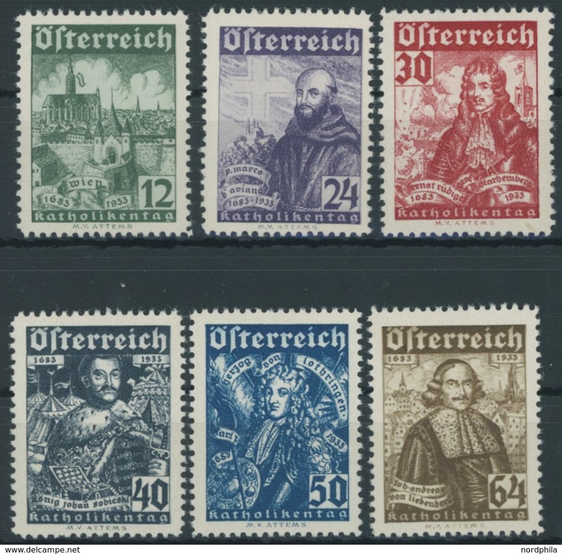 ÖSTERREICH 557-62 *, 1933, Katholikentag, Falzrest, Prachtsatz - Other & Unclassified