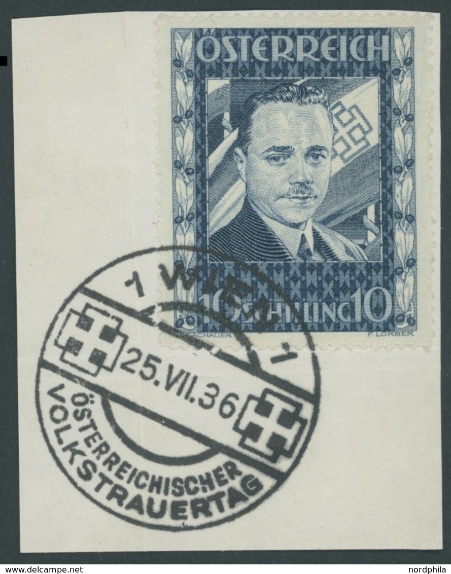 ÖSTERREICH 1918-1938 588 BrfStk, 1936, 10 S. Dollfuß, Ersttags-Sonderstempel, Auf Briefstück, Marke üblich Gezähnt Prach - Autres & Non Classés