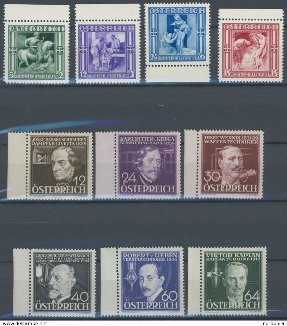 ÖSTERREICH 1918-1938 628-37 **, 1936, Winterhilfe III Und Erfinder, 2 Postfrische Prachtsätze, Mi. 78.- - Autres & Non Classés