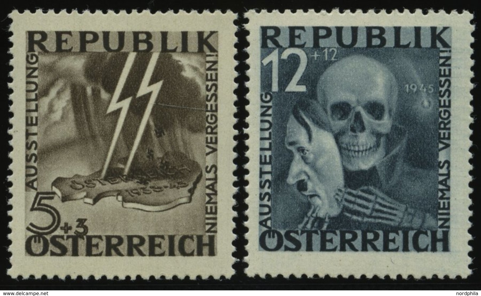ÖSTERREICH VI/VII **, 1946, Nicht Ausgegeben: Blitz Und Maske, 2 Prachtwerte, Fotoattest Bach/Eichele, Mi. 2600.- - Other & Unclassified