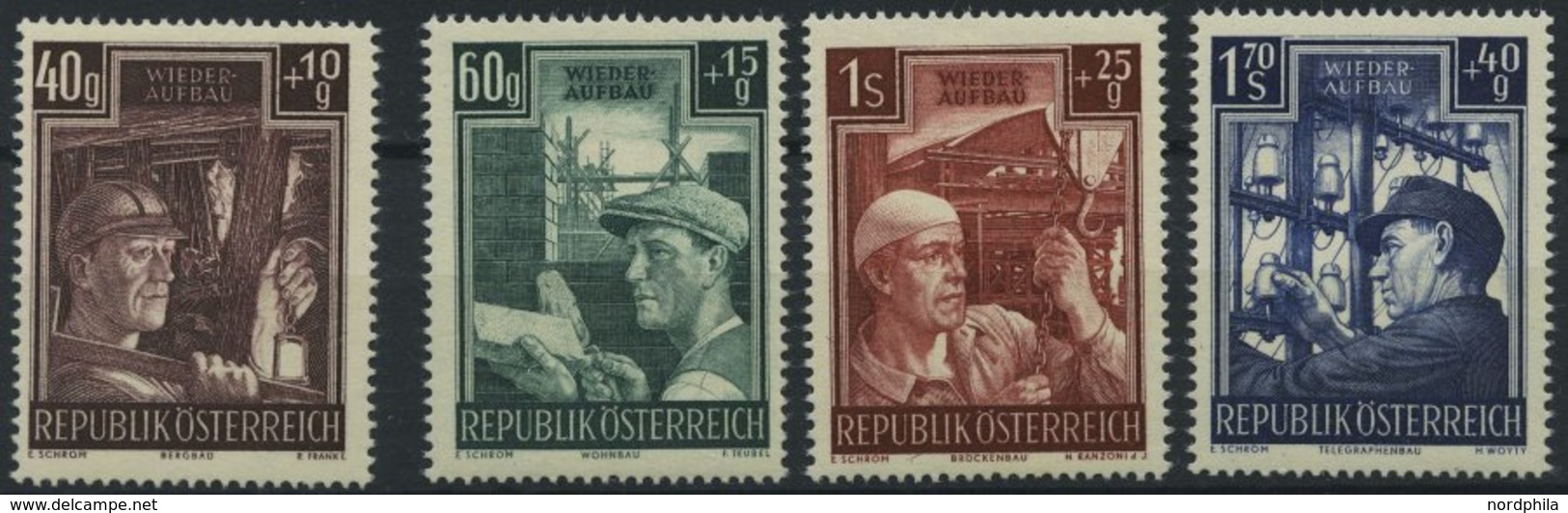 ÖSTERREICH 960-63 **, 1951, Wiederaufbau, Prachtsatz, Mi. 80.- - Gebruikt