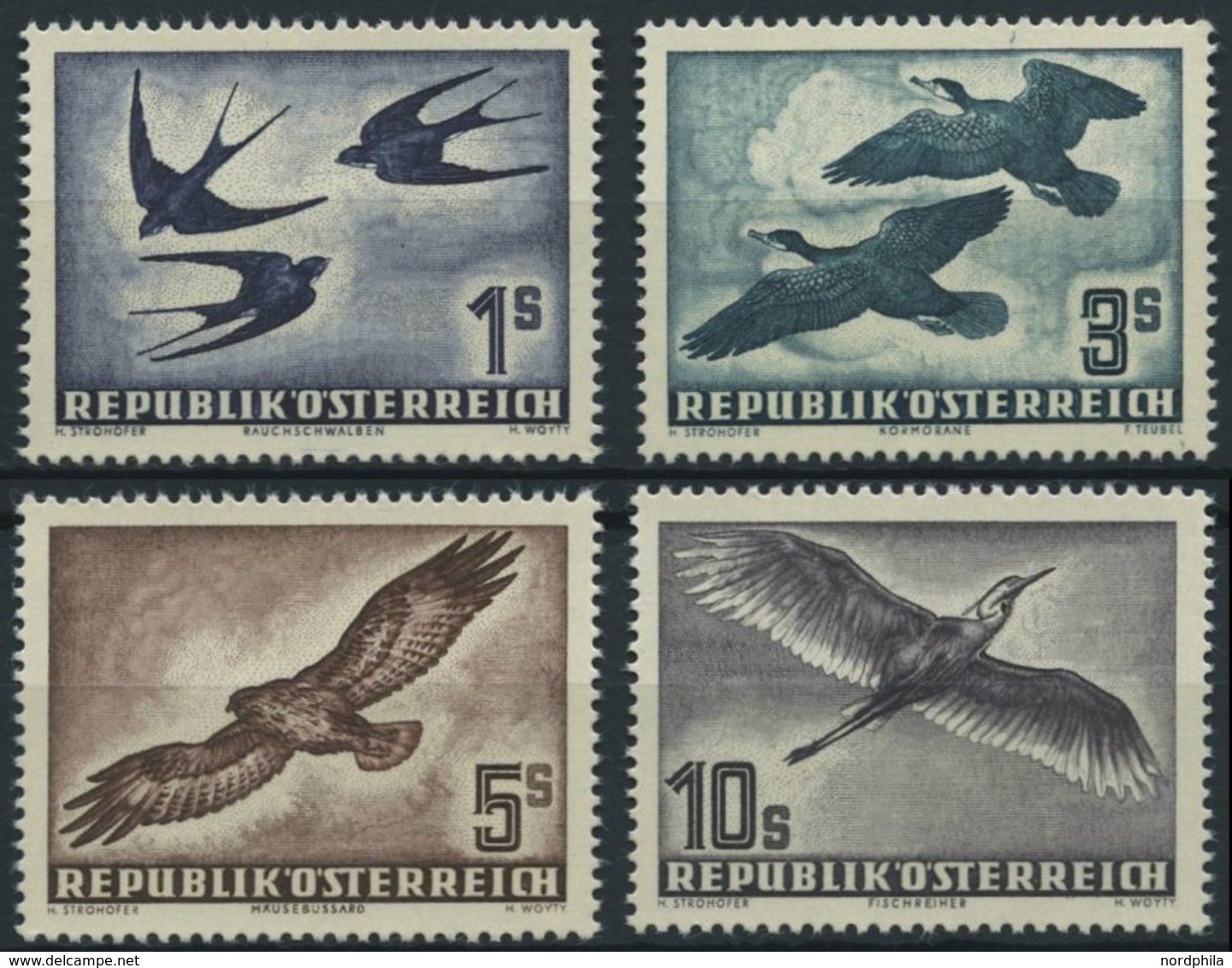 ÖSTERREICH 984-87 **, 1953, Vögel, Prachtsatz, Mi. 350.- - Usati