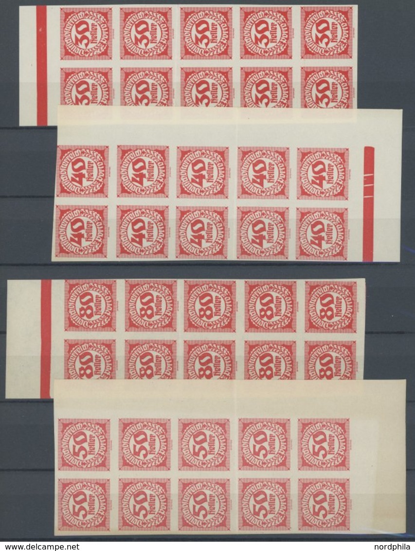 PORTOMARKEN P 75-101 **, 1920/1, Republik Österreich, 10 Postfrische Sätze In Bogenteilen, Fast Nur Pracht, Mi. 170.- - Postage Due