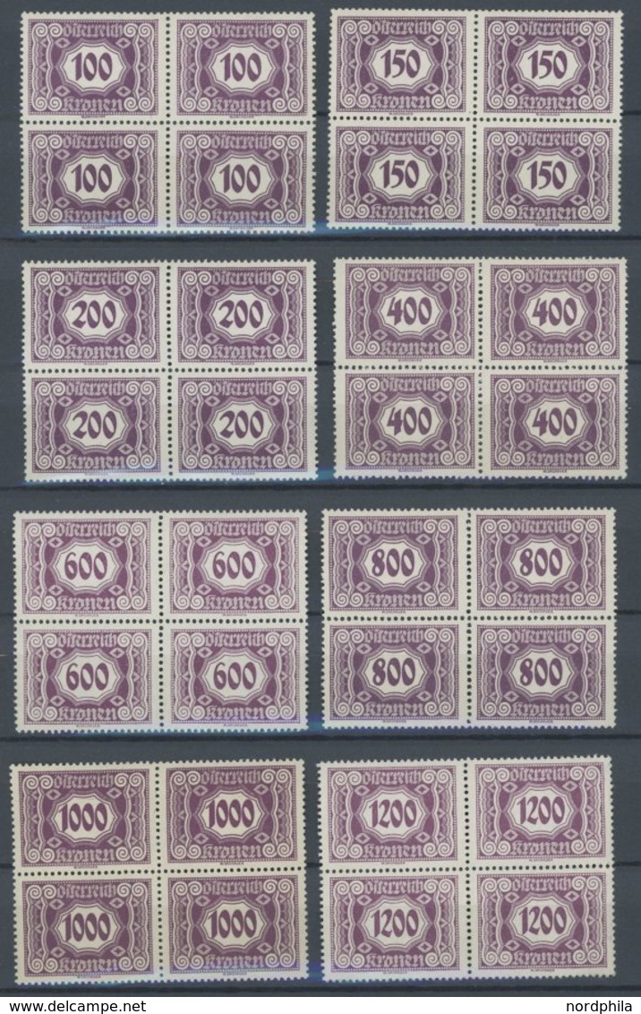 PORTOMARKEN P 118-31 VB **, 1922, 100 - 6000 Kr. Schwärzlichgraulila In Postfrischen Viererblocks, Pracht, Mi. (500.-) - Impuestos