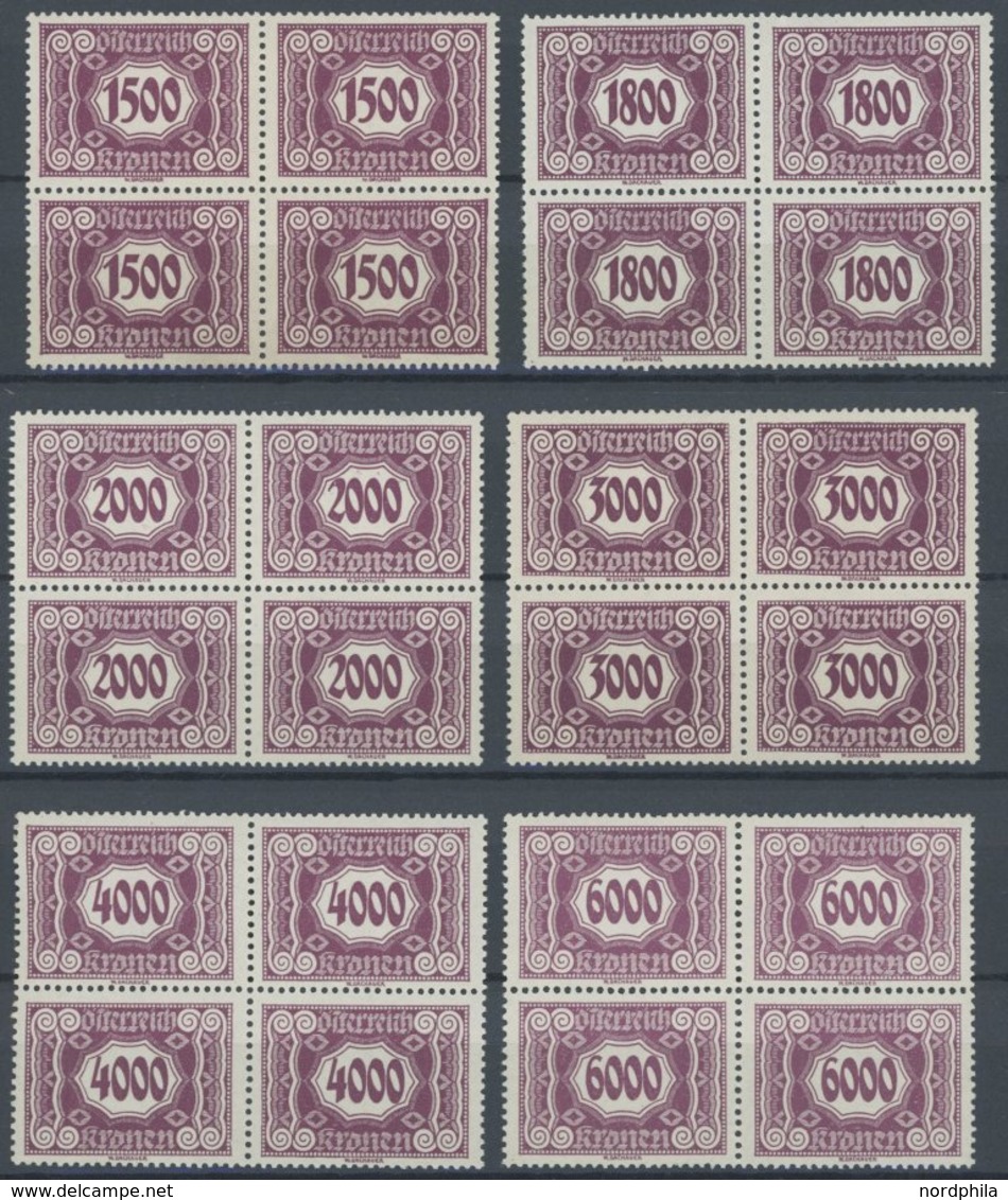 PORTOMARKEN P 118-31 VB **, 1922, 100 - 6000 Kr. Schwärzlichgraulila In Postfrischen Viererblocks, Pracht, Mi. (500.-) - Postage Due