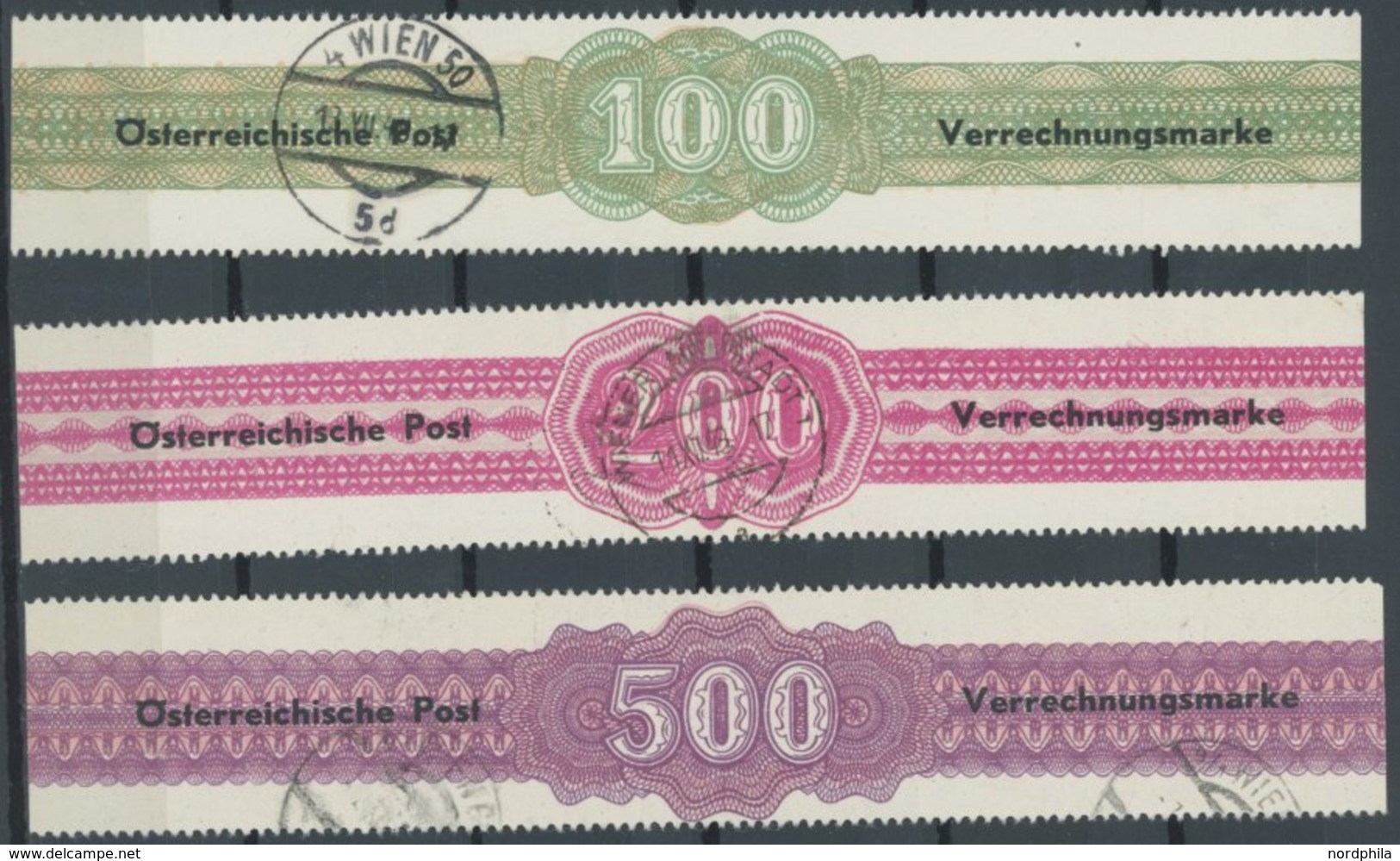 VERRECHNUNGSMARKEN V 1-3 O, 1948, Zustellgebühren, 200 Und 500 S. übliche Büge, Pracht, Mi. 270.- - Other & Unclassified