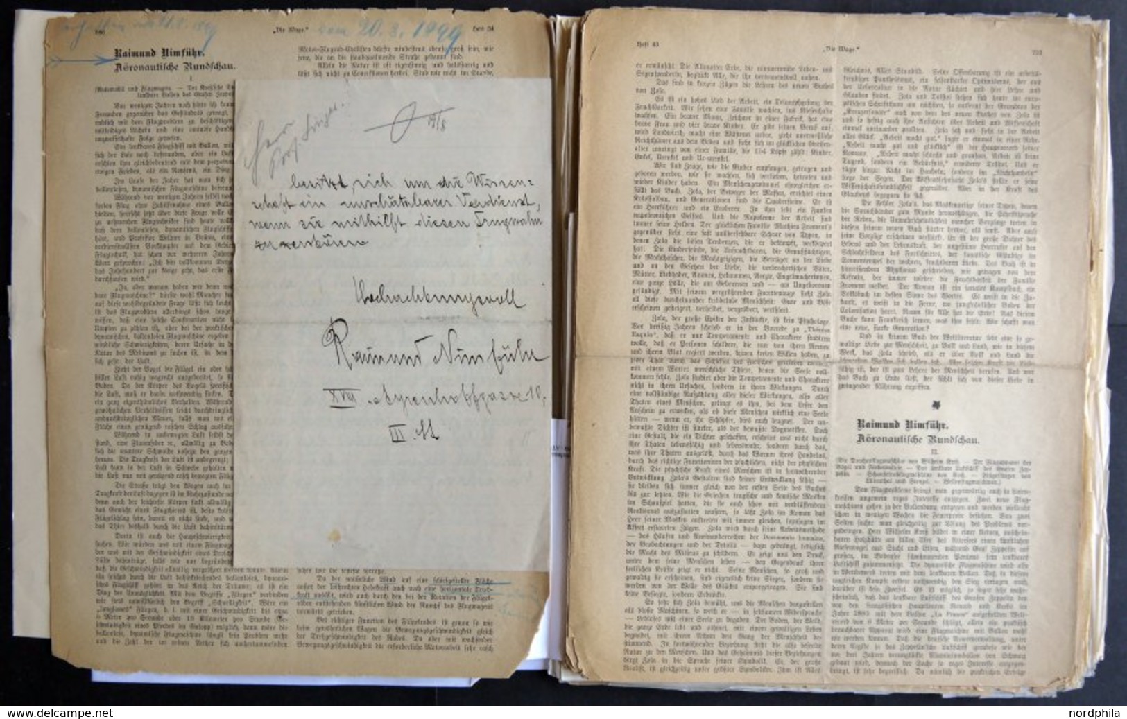 FLUGPOST BIS 1938 1899/1906, Wiener Flugtechn.Verein: Korrespondenz Und Publikationskonvolut Des österreichischen Flugpi - Erst- U. Sonderflugbriefe