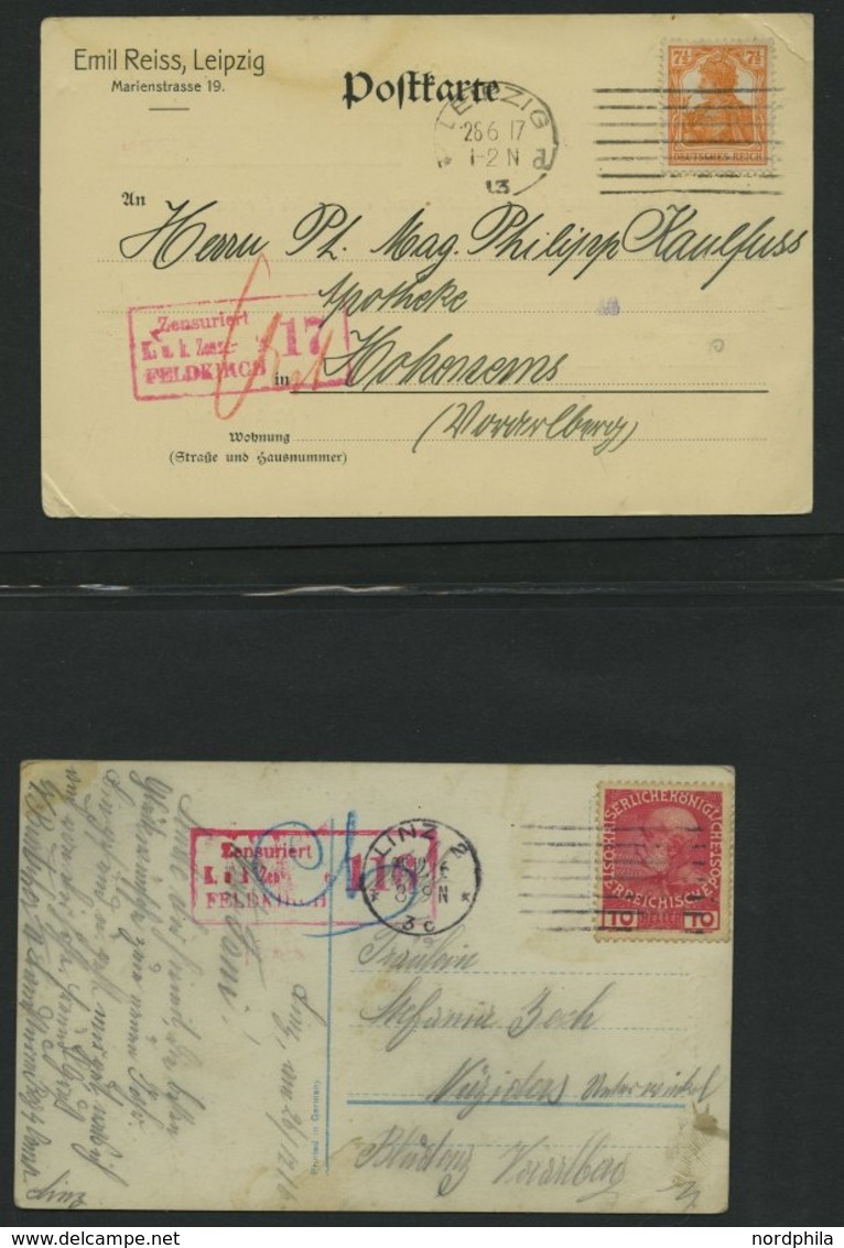 LOTS 1916, Kleine Sammlung Von 14 Verschiedenen Zensurbelegen, Einige Bessere, Feinst/Pracht - Autres & Non Classés