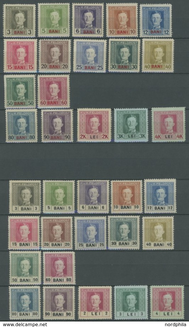 FELDPOST RUMÄNIEN 1-34 **, 1917/8, Kaiser Karl I, 2 Postfrische Sätze, Fast Nur Prachterhaltung, Mi. 135.- - Autres & Non Classés