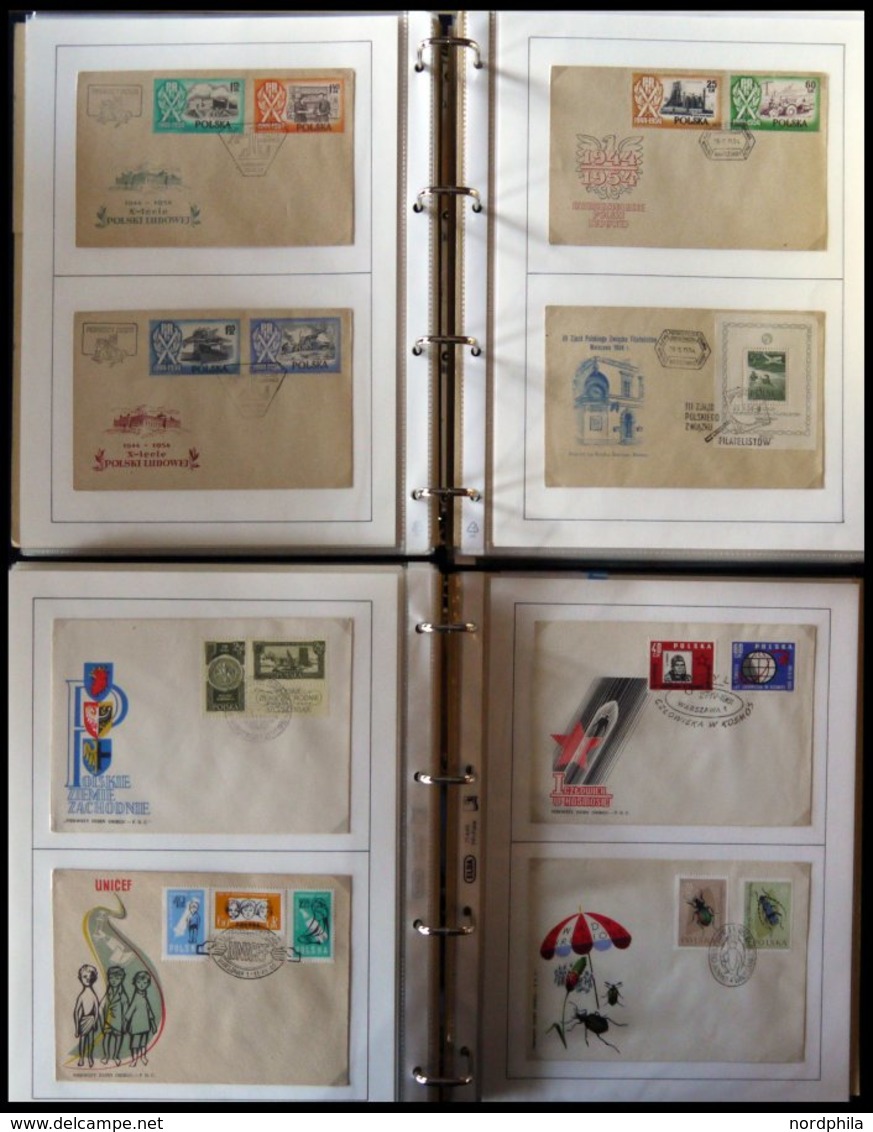 SAMMLUNGEN, LOTS 1948-61, Sammlung Von 194 Fast Nur Verschiedenen FDC`s Polen In 2 Ringbindern, Fast Nur Prachterhaltung - Collections