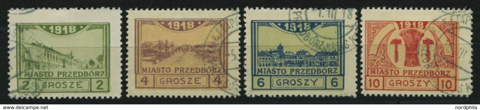 LOKALAUSGABEN PRZEDBORZ 3-6B O, 1918, Ansichten, Gezähnt 111/2, Prachtsatz, Gepr. Jungjohann, Mi. 132.- - Altri & Non Classificati