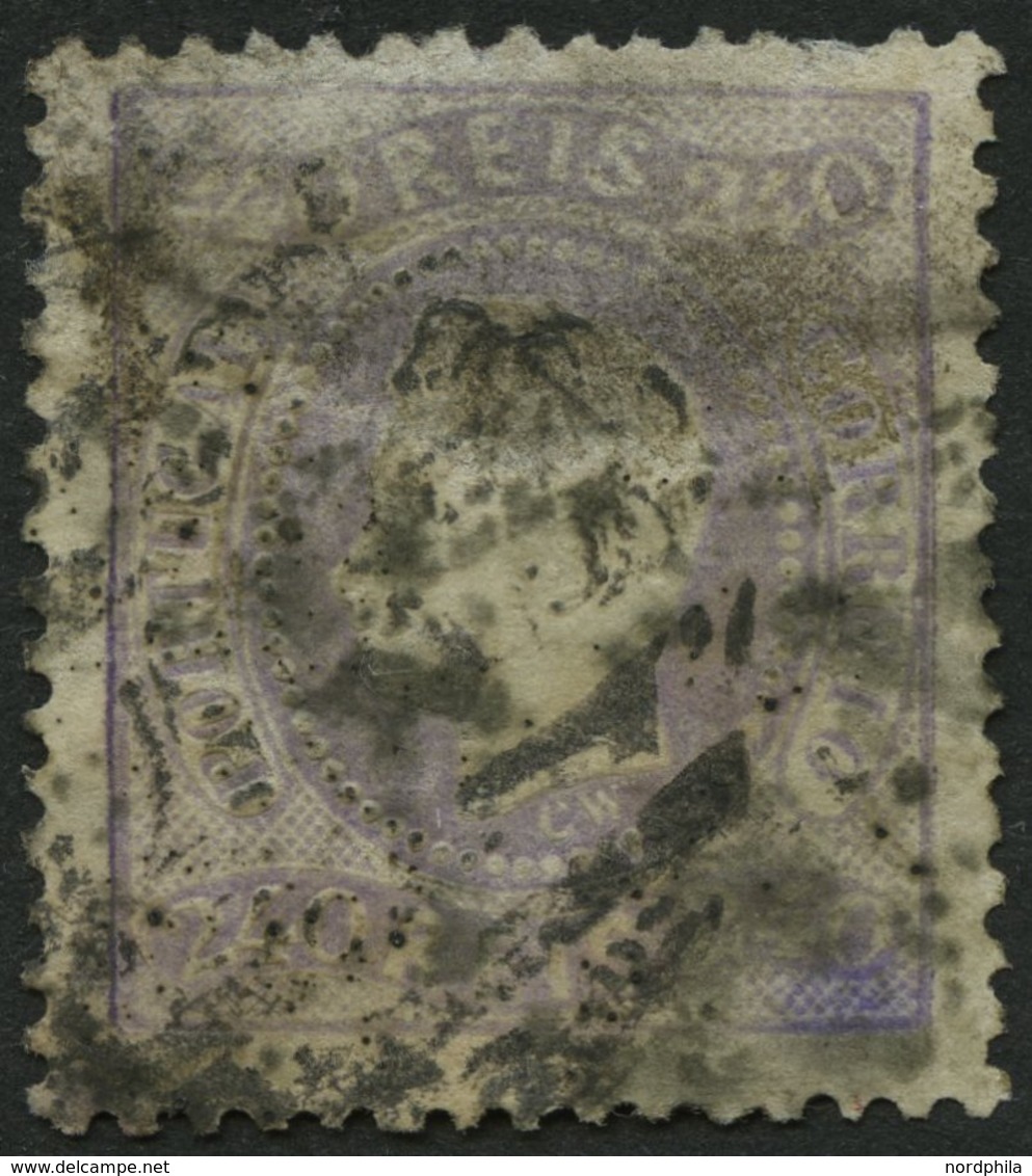 PORTUGAL 33 O, 1870, 240 R. Lila, Fein (fleckig Verfärbt), Mi. (600.-) - Usado