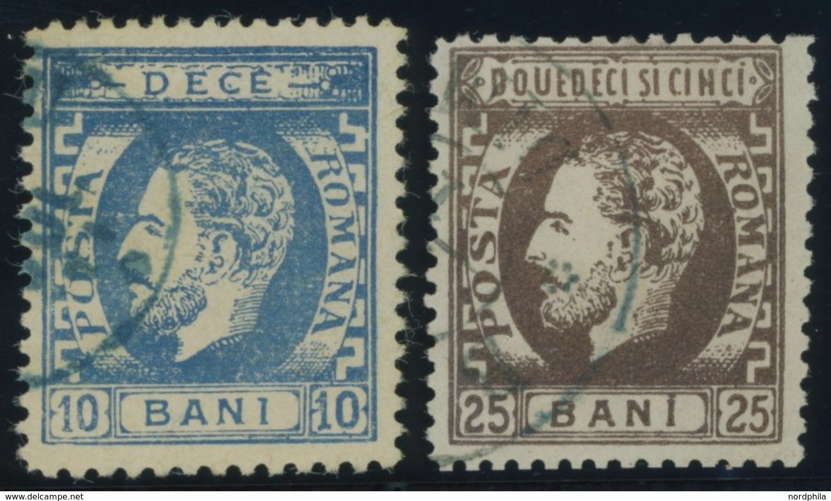 RUMÄNIEN 33/4 O, 1872, 10 Und 25 B. Fürst Karl I Mit Vollbart, 2 Prachtwerte, Mi. 115.- - Other & Unclassified