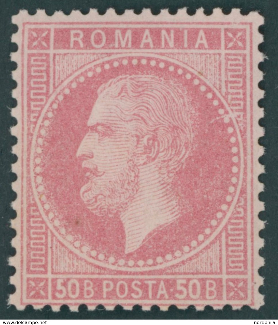 RUMÄNIEN 42 *, 1872, 50 B. Rosa Auf Hellrosa, Erstfalzrest, Kabinett, Mi. (200.-) - Sonstige & Ohne Zuordnung