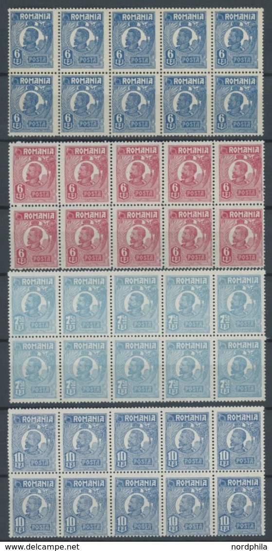 RUMÄNIEN 281/2,284/5 **, 1923/4, 6, 7.50 Und 10 L. König Ferdinand I, Je Im Postfrischen Zehnerblock, Pracht - Altri & Non Classificati