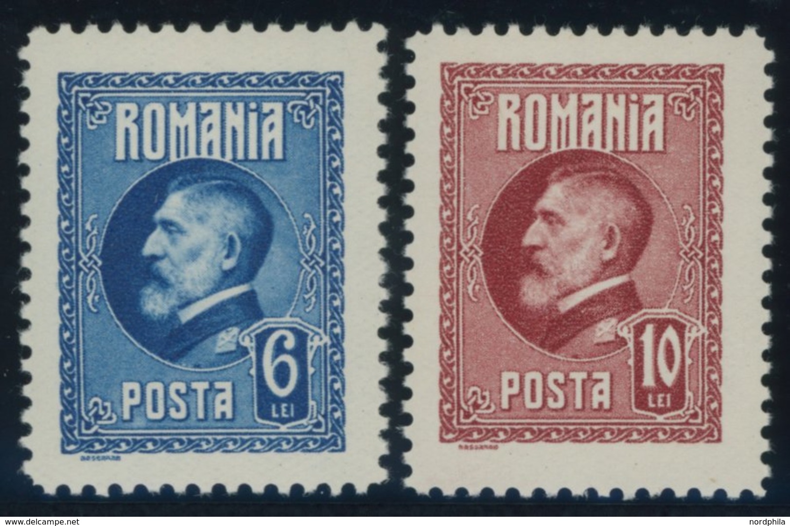 RUMÄNIEN 300,302F *, 1926, 6 L. Blau Und 10 L. Rot, Falzrest, 2 Prachtwerte - Altri & Non Classificati