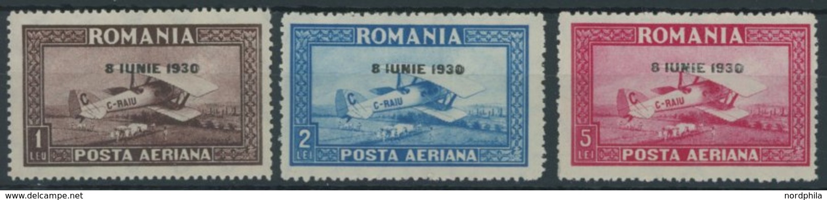 RUMÄNIEN 372-74Y **, 1930, Flugpost, Normale Zähnung, Postfrischer Prachtsatz, Mi. 75.- - Altri & Non Classificati