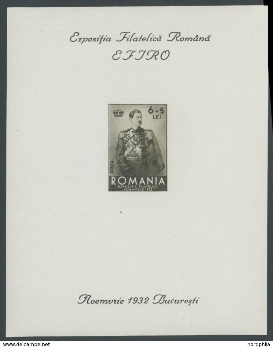 RUMÄNIEN Bl. 1 **, 1932, Block EFIRO, Herstellungsbedingte Gummiknitter, Postfrisch, Pracht, Mi. 100.- - Altri & Non Classificati