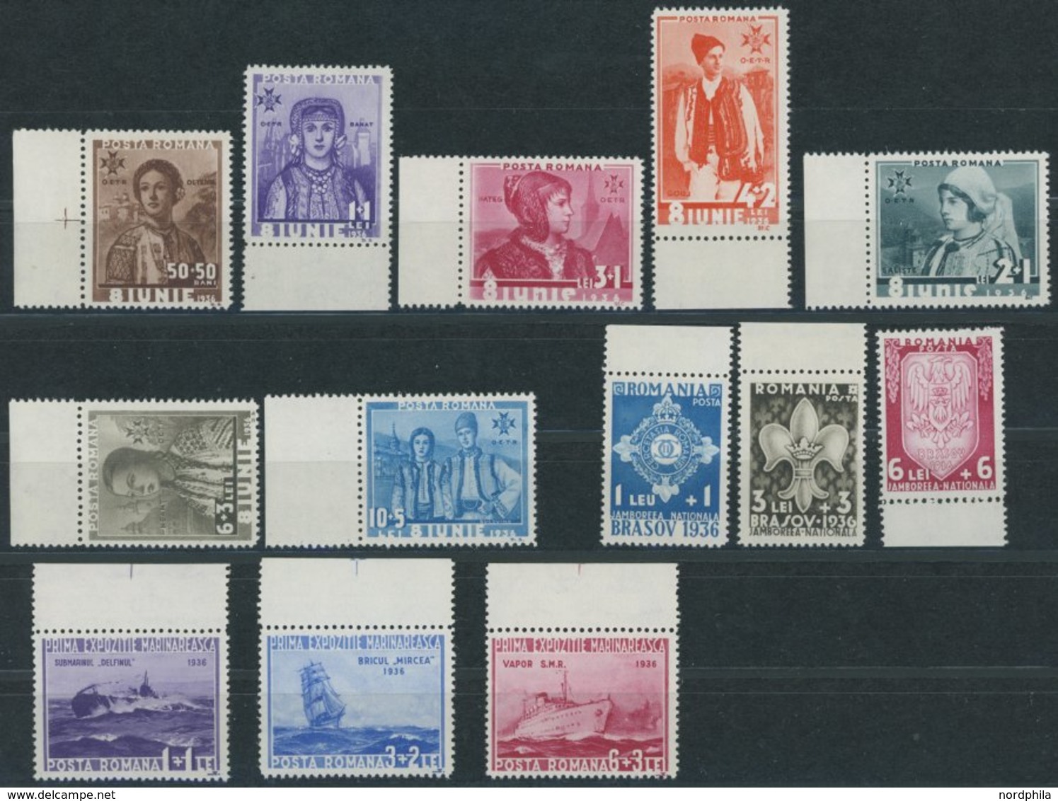 RUMÄNIEN 509-21 **, 1936, 3 Postfrische Prachtsätze, Mi. 105.- - Otros & Sin Clasificación