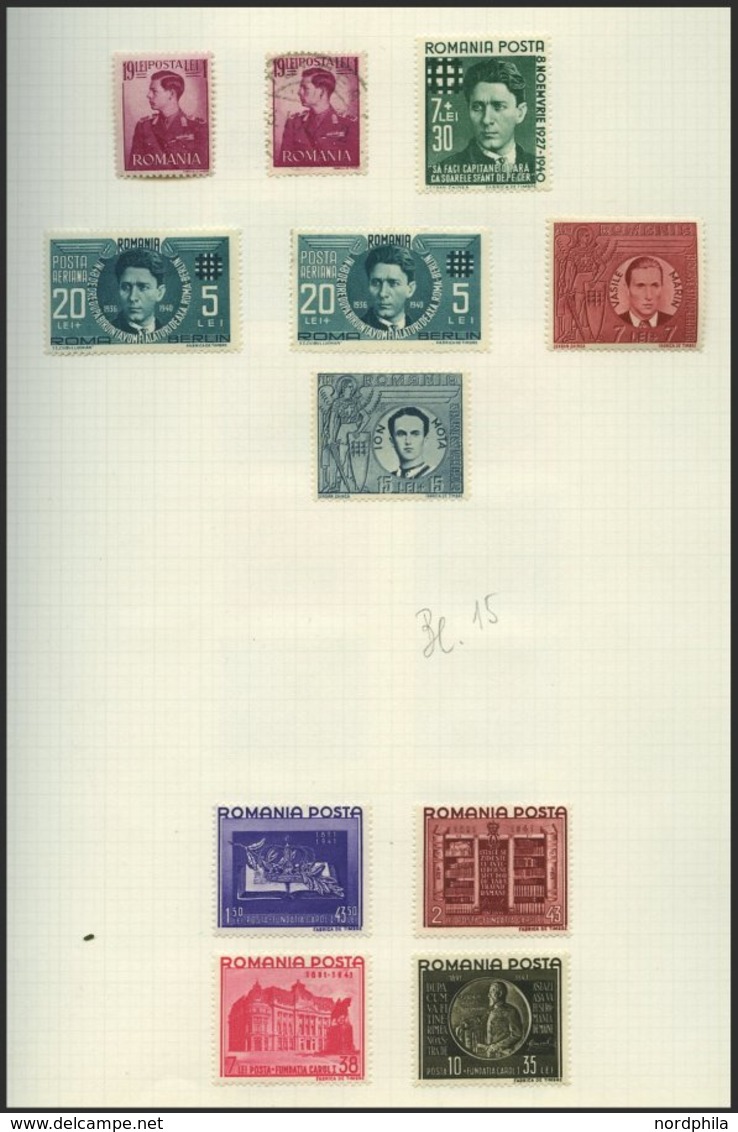 SAMMLUNGEN, LOTS o, *, gestempelte Sammlung Rumänien von 1903-76 in 2 Bänden mit einigen besseren Ausgaben, oftmals dopp