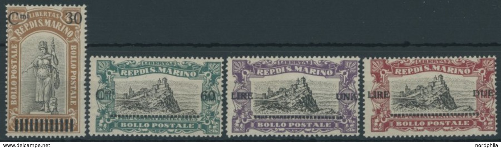 SAN MARINO 105-08 **, 1924, 30 C. Auf 45 C. - 2 L. Auf 3 L. Kriegsverletzte, Postfrischer Prachtsatz, Mi. 150.- - Andere & Zonder Classificatie