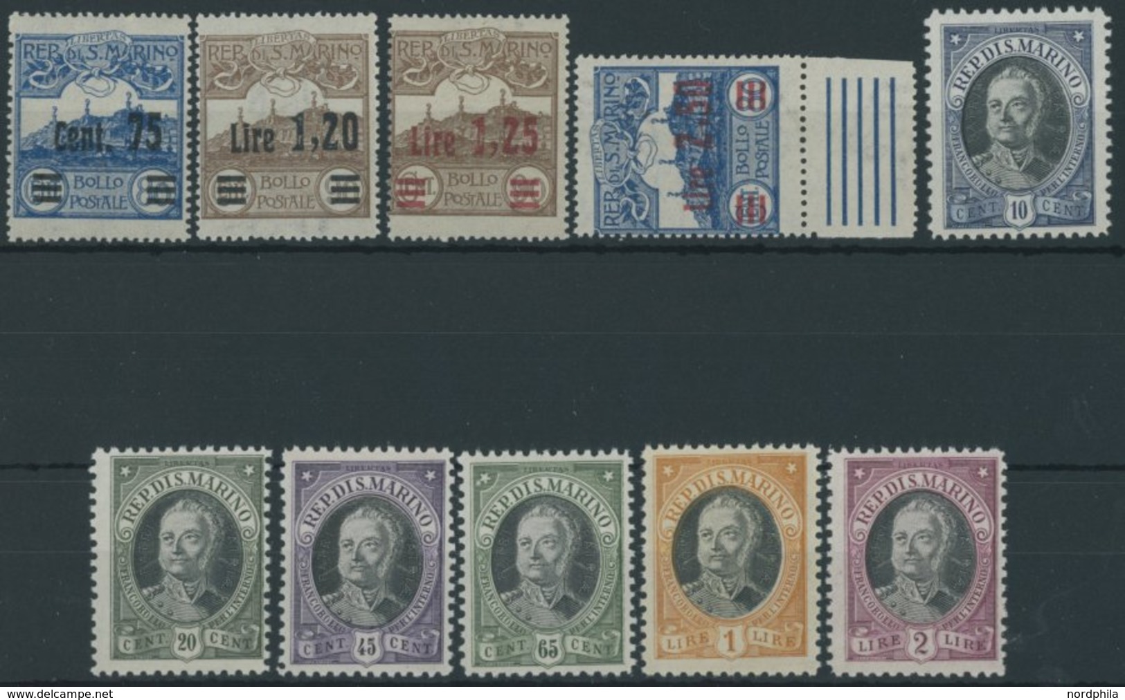 SAN MARINO 121-30 **, 1926, Monte Titano Und Onofri, 2 Postfrische Prachtsätze, Mi. 85.- - Andere & Zonder Classificatie