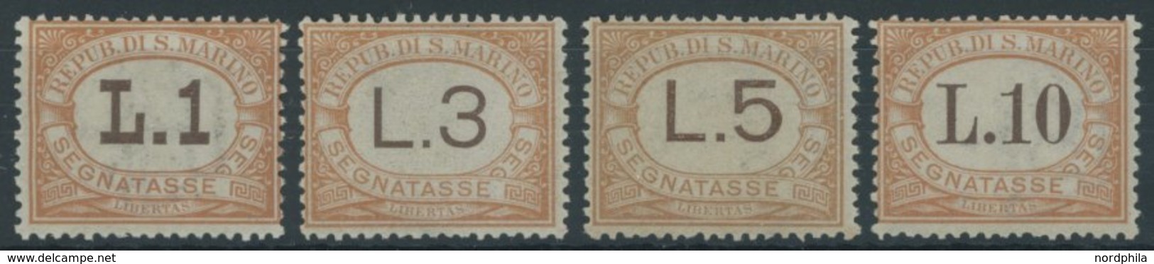 PORTOMARKEN 24-27 **, 1925, 1 L. - 10 L. Orange/braun, 4 Prachtwerte, Mi. 405.- - Timbres-taxe