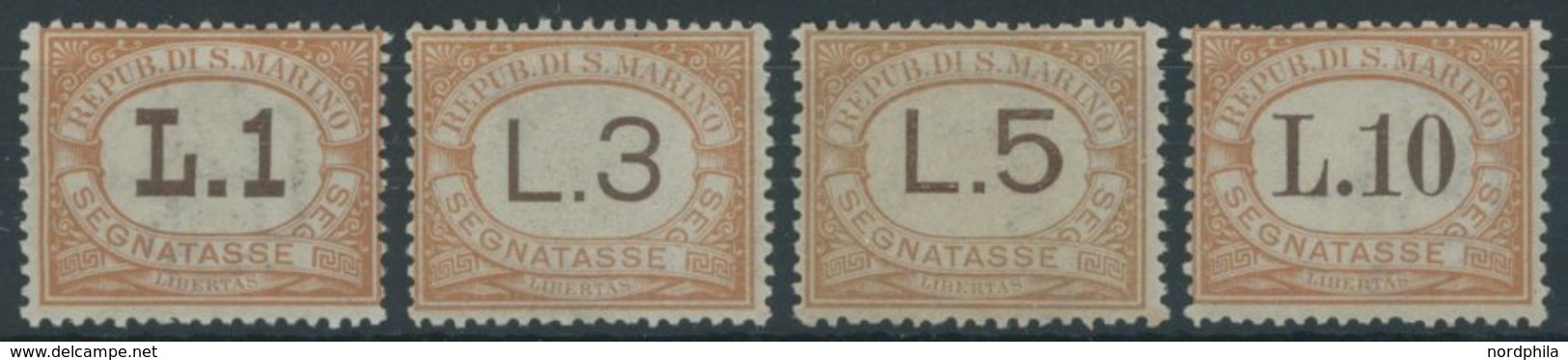 PORTOMARKEN 24-27 **, 1925, 1 L. - 10 L. Orange/braun, 4 Prachtwerte, Mi. 405.- - Segnatasse