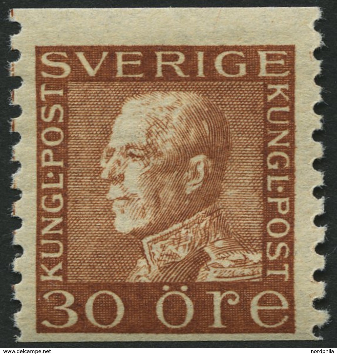 SCHWEDEN 188II *, 1934, 30 Ö. Braun, Auf Weißem Papier, Falzrest, Pracht, Facit 1500.- Skr. - Prefilatelia