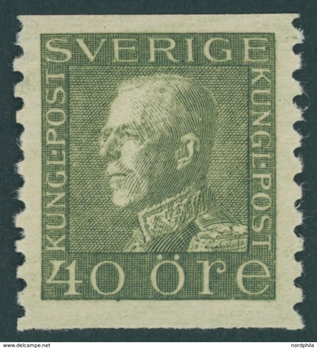 SCHWEDEN 192I IWA **, 1929, 40 Ö. Oliv, Type I, Getöntes Papier, Postfrisch, Pracht, Mi. 110.- - ... - 1855 Préphilatélie