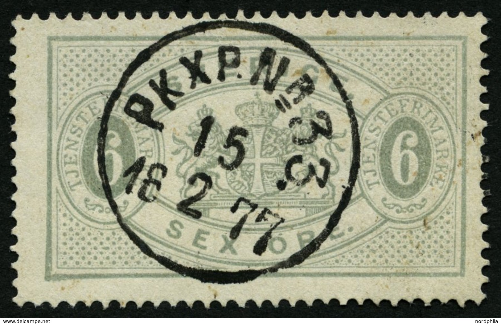 DIENSTMARKEN D 4Ac O, 1874, 6 Ö. Grau, Gezähnt 14, Zentrischer K1 PKXP Nr. 33, Pracht - Servizio