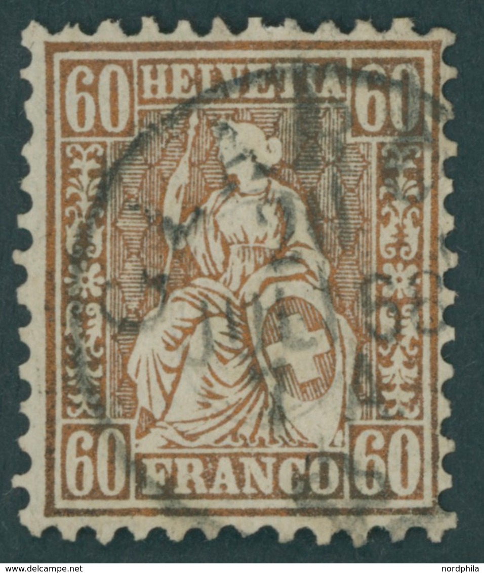 SCHWEIZ BUNDESPOST 27 O, 1863, 60 C. Rötlichbronze, Pracht, Mi. 160.- - 1843-1852 Poste Federali E Cantonali