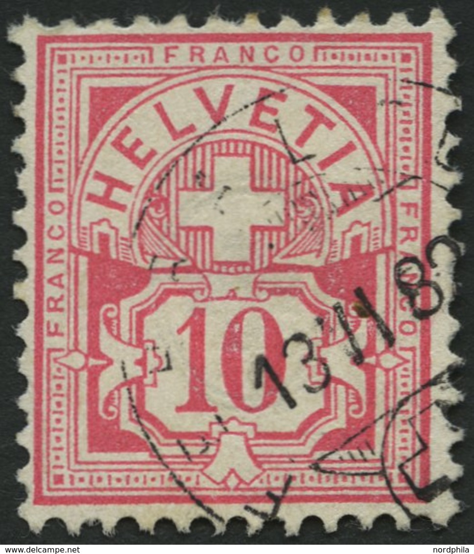 SCHWEIZ BUNDESPOST 47 O, 1882, 10 C. Lebhaftrosarot, Pracht, Mi. 80.- - 1843-1852 Correos Federales Y Cantonales