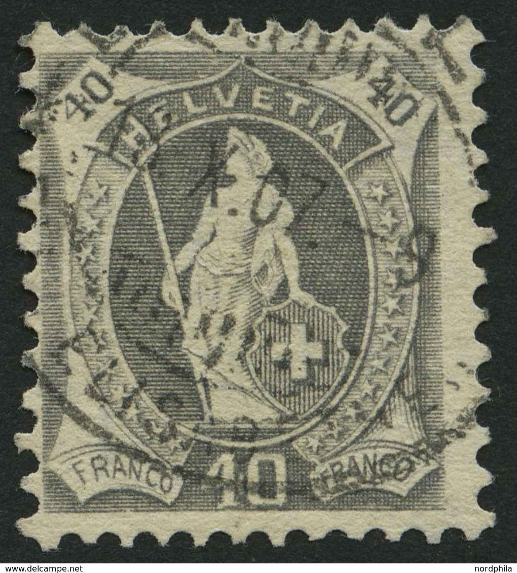 SCHWEIZ BUNDESPOST 77C O, 1905, 40 C. Grau, Gezähnt K 111/2:11, Pracht, Mi. 190.- - 1843-1852 Correos Federales Y Cantonales