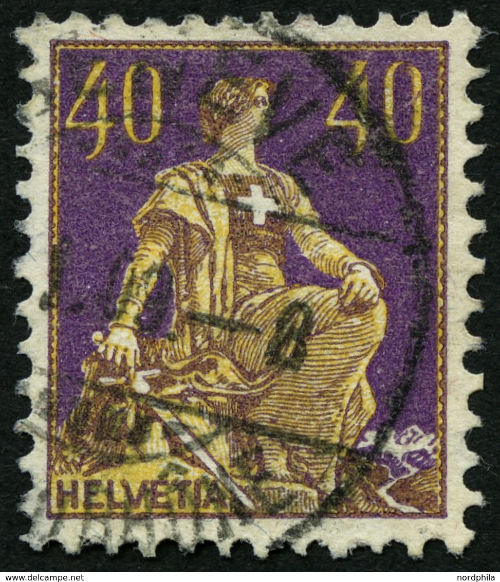 SCHWEIZ BUNDESPOST 101 O, 1908, 40 C. Dunkelpurpur/chromgelb, üblich Gezähnt Pracht, Mi. 110.- - 1843-1852 Timbres Cantonaux Et  Fédéraux