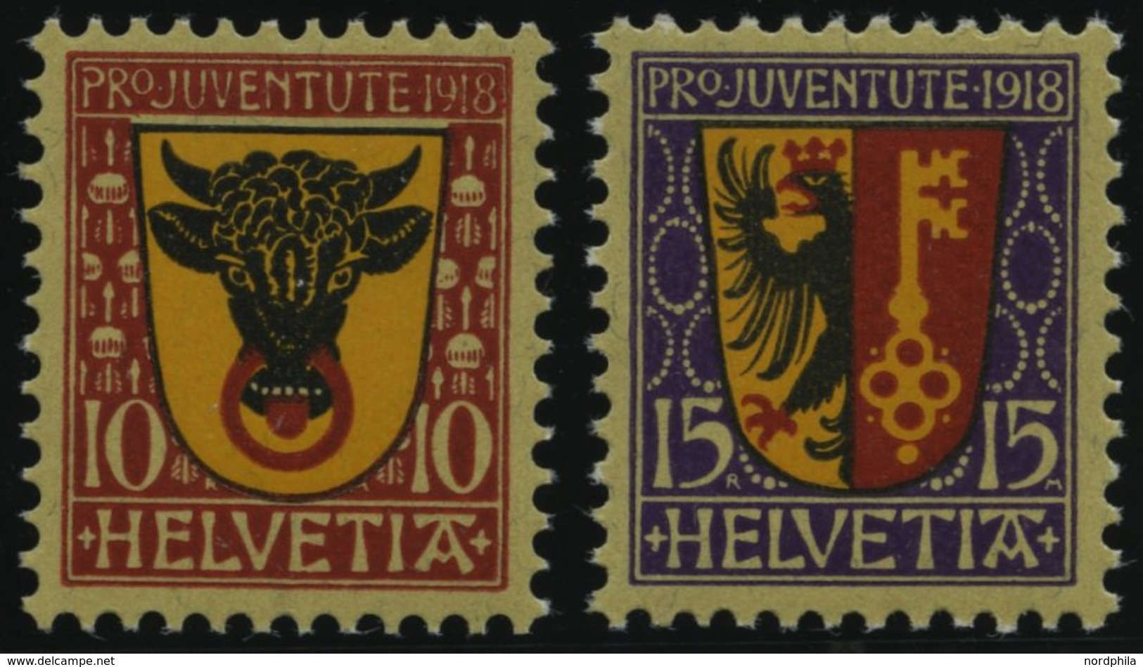 SCHWEIZ BUNDESPOST 143/4 **, 1918, Pro Juventute, Postfrisch, Pracht, Mi. 60.- - 1843-1852 Federal & Cantonal Stamps