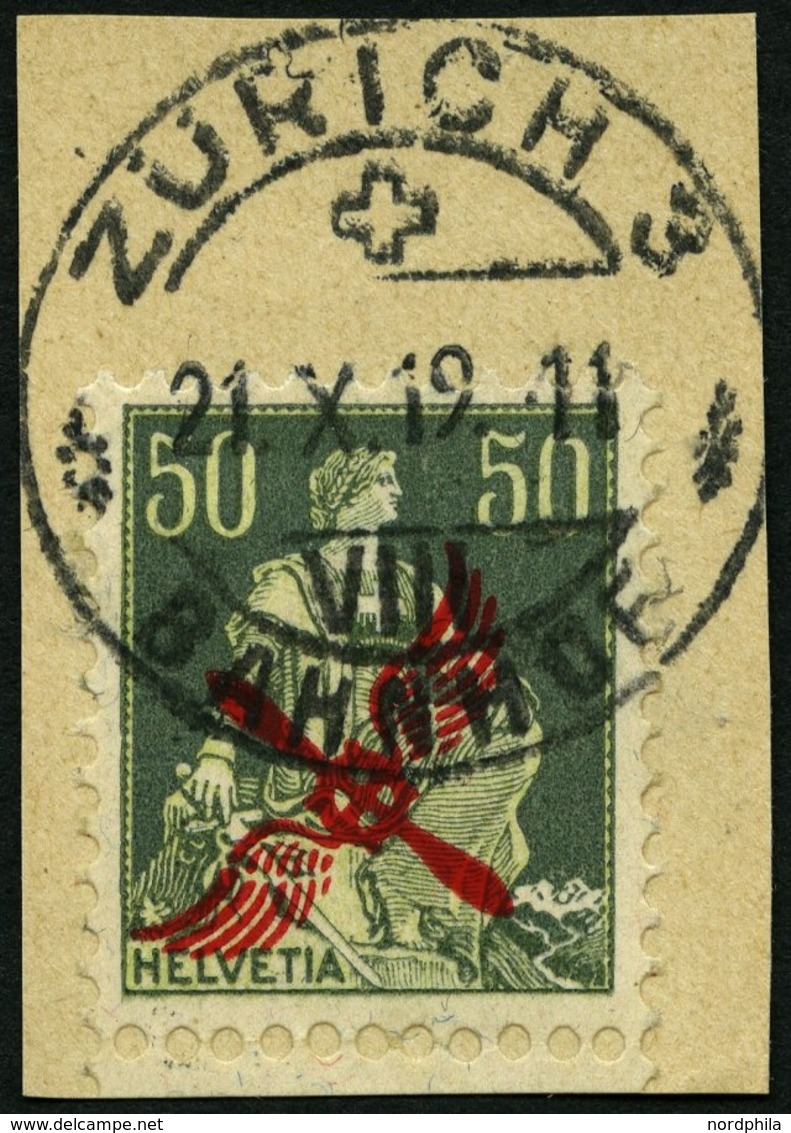 SCHWEIZ BUNDESPOST 145 BrfStk, 1919, 50 C. Flugpostmarke, Prachtbriefstück, Geprüft, Mi. (160.-) - 1843-1852 Correos Federales Y Cantonales