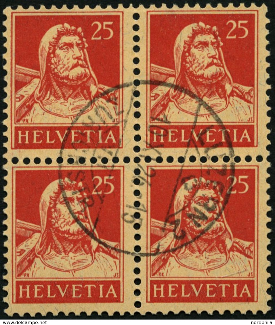 SCHWEIZ BUNDESPOST 168x VB O, 1922, 25 C. Schwarzrosarot Auf Mattgelblichorange, Glatter Gummi, Im Zentrisch Gestempelte - 1843-1852 Federal & Cantonal Stamps