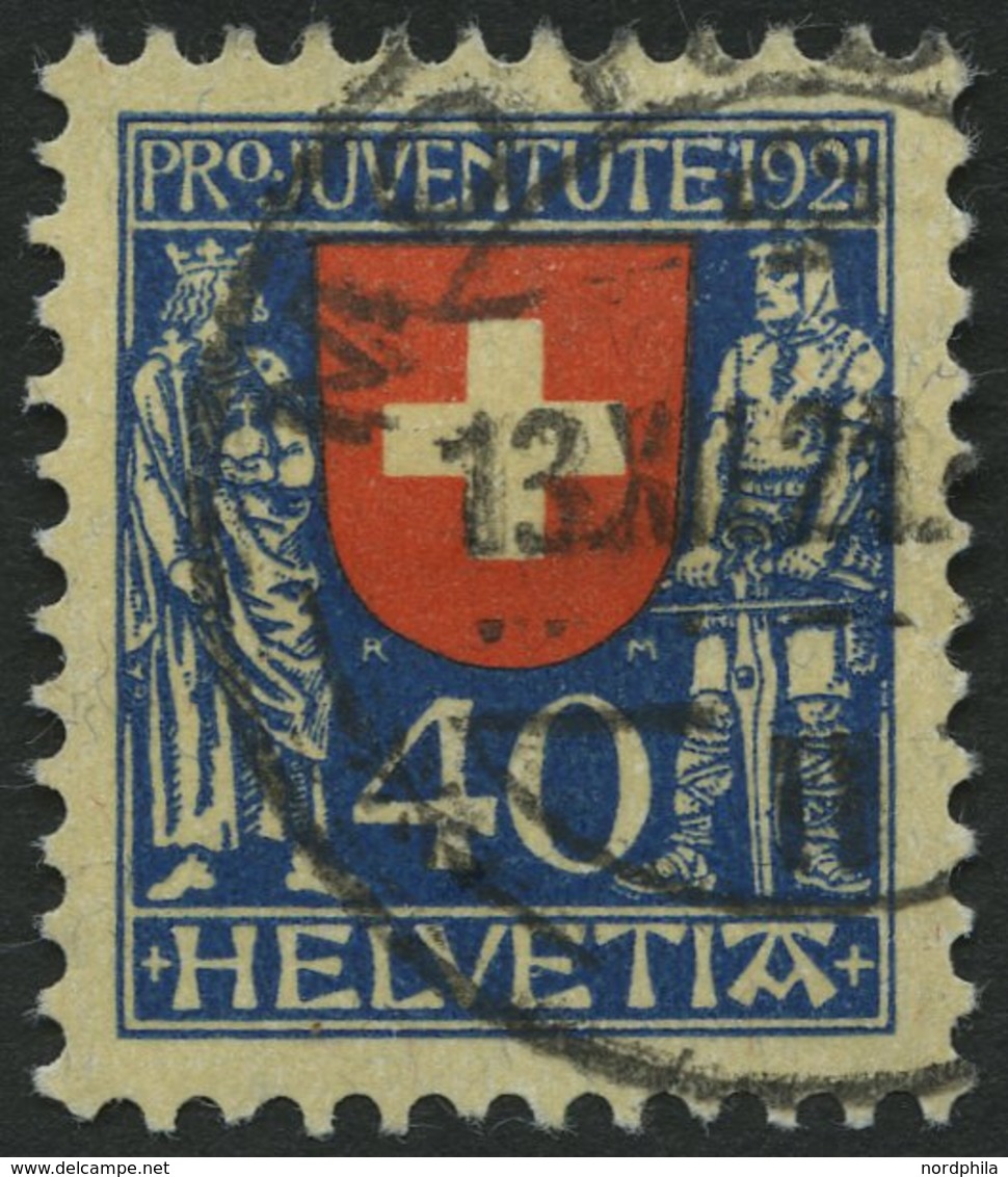 SCHWEIZ BUNDESPOST 174 O, 1921, 40 C. Pro Juventute, Pracht, Mi. 75.- - 1843-1852 Federal & Cantonal Stamps